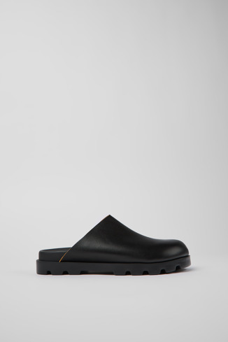 Side view of Brutus Sandal Black Leather Clog for Women