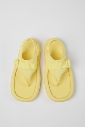 Overhead view of Ottolinger Yellow sandals for women by Camper x Ottolinger