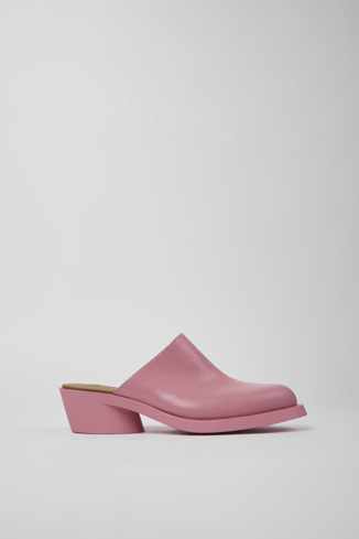 Bonnie Różowe skórzane buty damskie typu mule