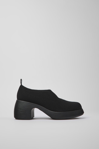 Side view of Thelma Black one-piece knit shoes for women