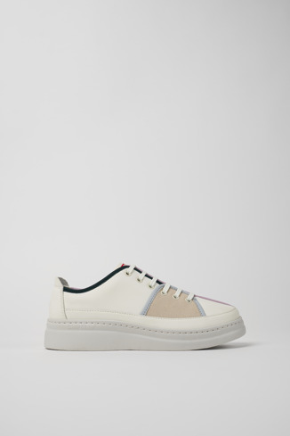 Side view of Twins Multicolored Leather and Nubuck Sneaker for Women