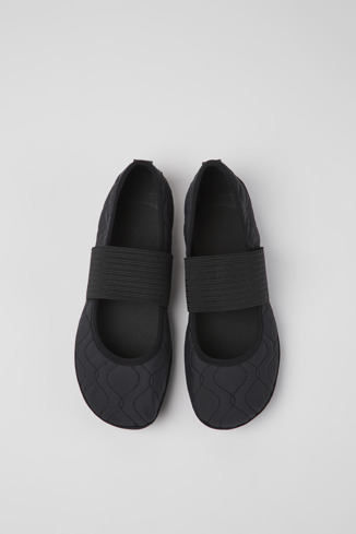 Overhead view of Right Black textile ballerinas for women
