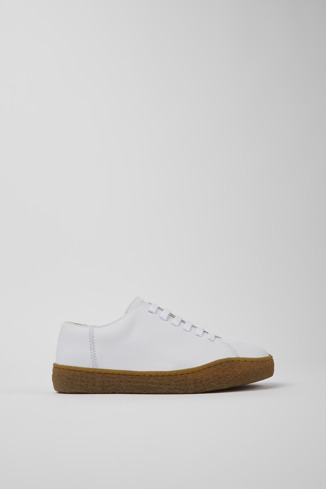 Side view of Peu Terreno White leather shoes for women