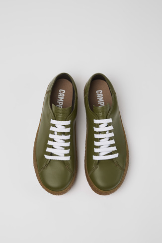 Overhead view of Peu Terreno Green Leather Sneaker for Women