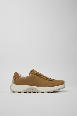 Side view of Drift Trail VIBRAM Brown leather and nubuck sneakers for women