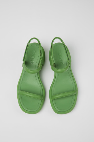 Overhead view of Thelma Green Leather Sandal for Women