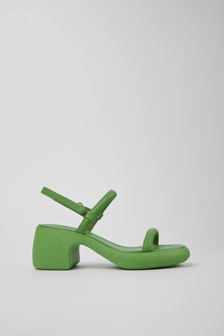 Side view of Thelma Green Leather Sandal for Women
