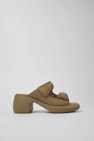 Side view of Thelma Brown Textile 2-Strap Sandal for Women
