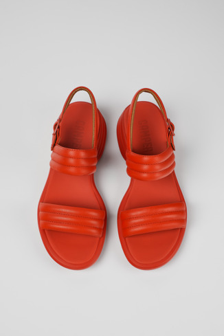Overhead view of Spiro Red Leather 2-Strap Sandal for Women