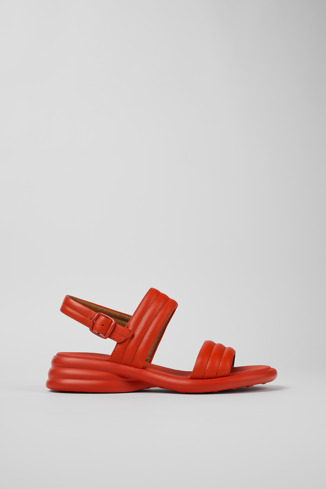 Side view of Spiro Red Leather 2-Strap Sandal for Women