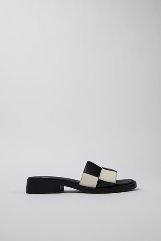 Side view of Twins Multicolored Leather Slide for Women