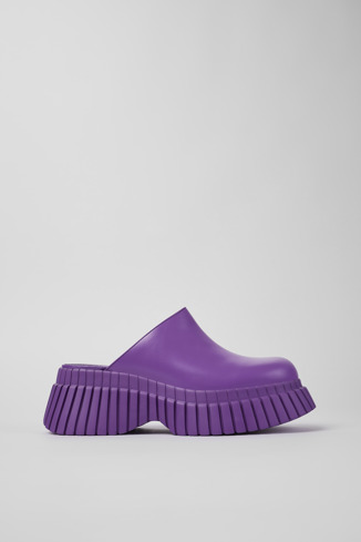 Side view of BCN Purple Leather Clog for Women