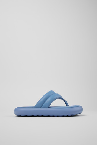 Side view of Pelotas Flota Blue Leather Flip-Flop for Women