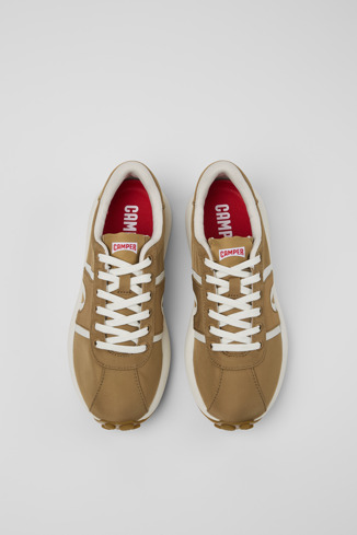 Overhead view of Pelotas Athens Brown Textile Sneaker for Women