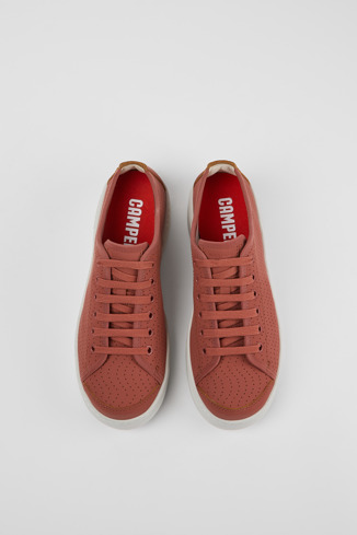 Overhead view of Runner Red Leather Sneaker for Women