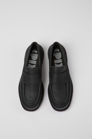 Overhead view of Pix Black Leather Loafer for Women