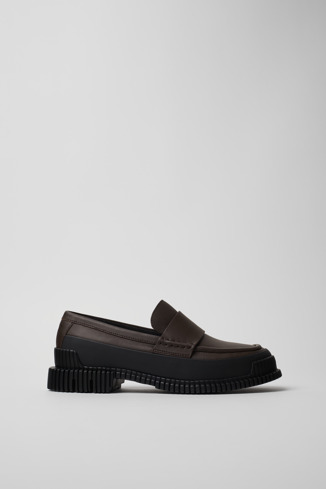 Pix Bruin-zwarte leren loafer voor dames