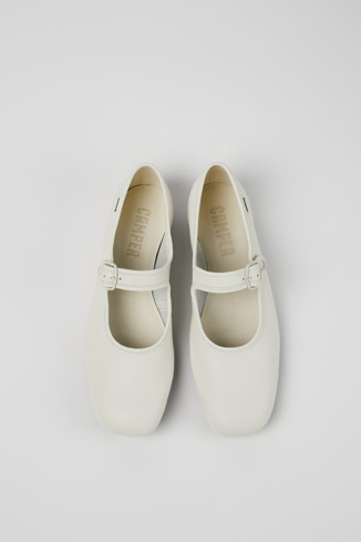 Casi Myra Sapatos Mary Jane em couro brancos para mulher