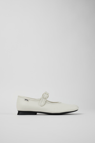Side view of Casi Myra White Leather Mary Jane for Women