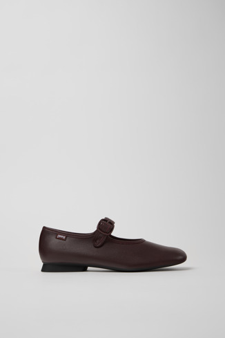 Side view of Casi Myra Burgundy Leather Shoes for Women.