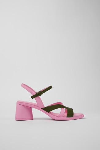 Side view of Twins Multicolored Leather Open-toe Slingback for Women