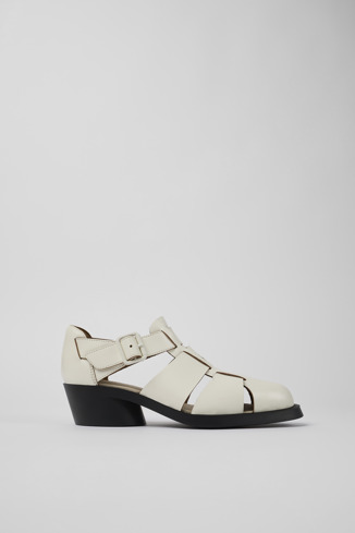 Side view of Bonnie White Leather Sandal for Women