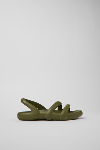 Side view of Kobarah Flat Green Synthetic Sandal for Women