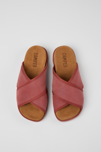 Brutus Sandal Rote Damensandalen aus Textil mit Kreuzriemen