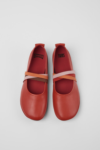 Twins Ballerine en cuir rouge pour femme