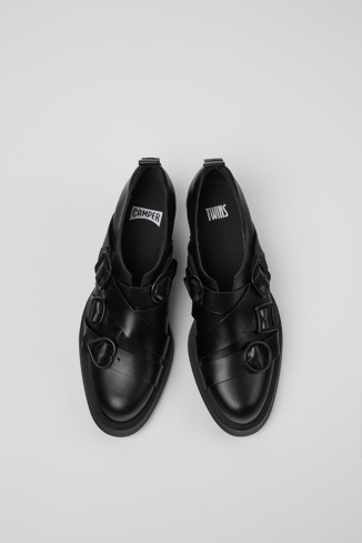Overhead view of Twins Black leather shoes for women