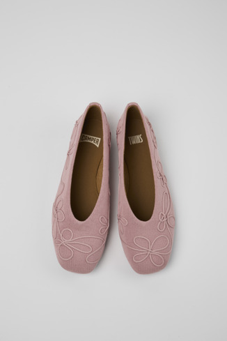 Overhead view of Twins Pink textile ballerinas for women