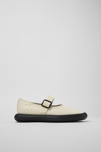 Side view of Onda White Leather Mary Jane for Women