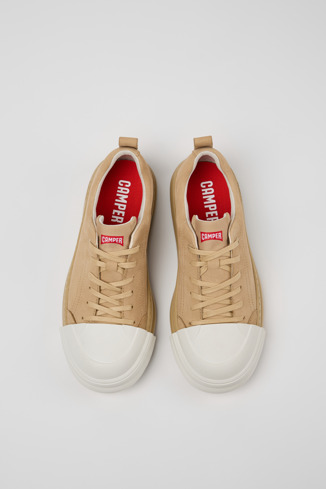 Junction Runner Beige Nubuck Sneakers for Women.俯角