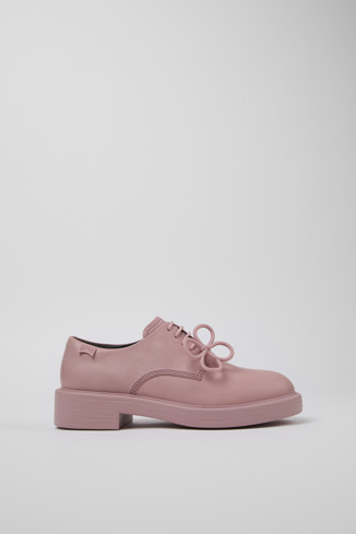 Side view of Twins Pink leather shoes for women