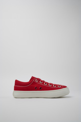 Side view of Camper x SUNNEI Red unisex Textile Shoe