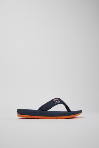 Side view of Camper x INEOS Blue Textile Flip-Flops for Women