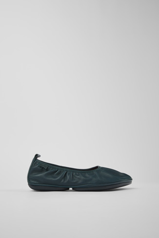 Side view of Right Green Leather Ballerina for Women