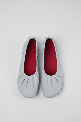 Overhead view of Right Gray Leather Ballerina for Women