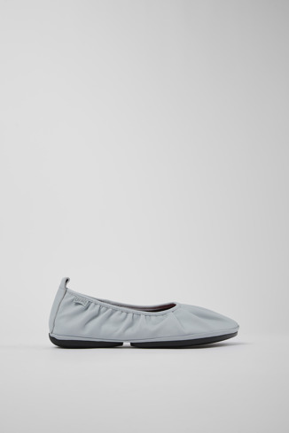 Side view of Right Gray Leather Ballerina for Women