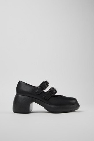 Side view of Thelma Black Leather Women's Shoe.