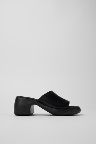 Side view of Thelma Sandal Black Leather Sandals for Women.