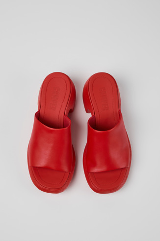 Overhead view of Thelma Sandal Red Leather Sandals for Women.