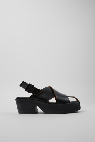 Billie Sandales en cuir noir pour femme.