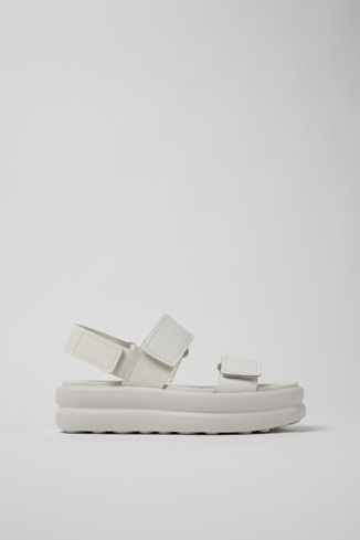 Side view of Pelotas Flota Up White Leather Sandals for Women.