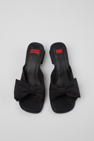 มุมมองด้านบนของ Twins Black Recycled PET Sandals for Women.