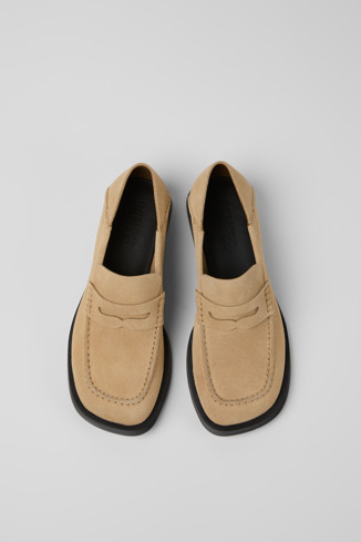 Overhead view of Dana Beige Nubuck Moccasin/Ballerina for Women.