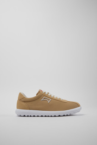 Side view of Pelotas XLite Beige Recycled PET and Nubuck Women's Sneakers.