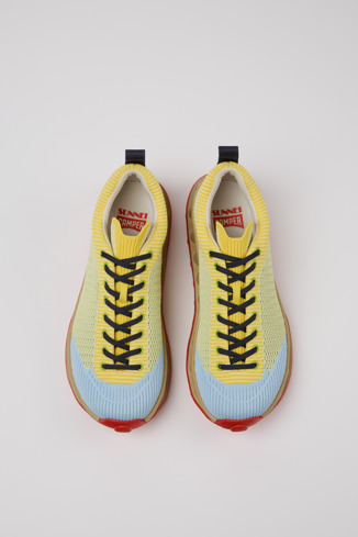 Overhead view of Camper x Sunnei - Pelotissima Multicolor Textile Sneakers for Women.