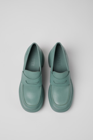 Overhead view of Thelma Green Leather Moccasin/Ballerina for Women.