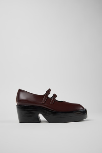 Side view of Billie Burgundy Leather Moccasins for Women.